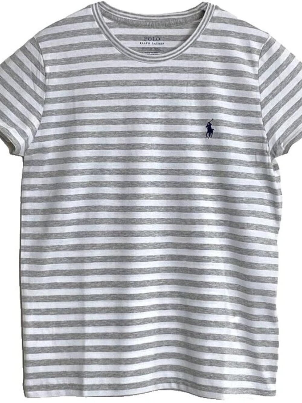 Polo by Ralph Lauren Gray & White Striped Short-Sleeve Crewneck Tee NEW - Picture 2 of 12